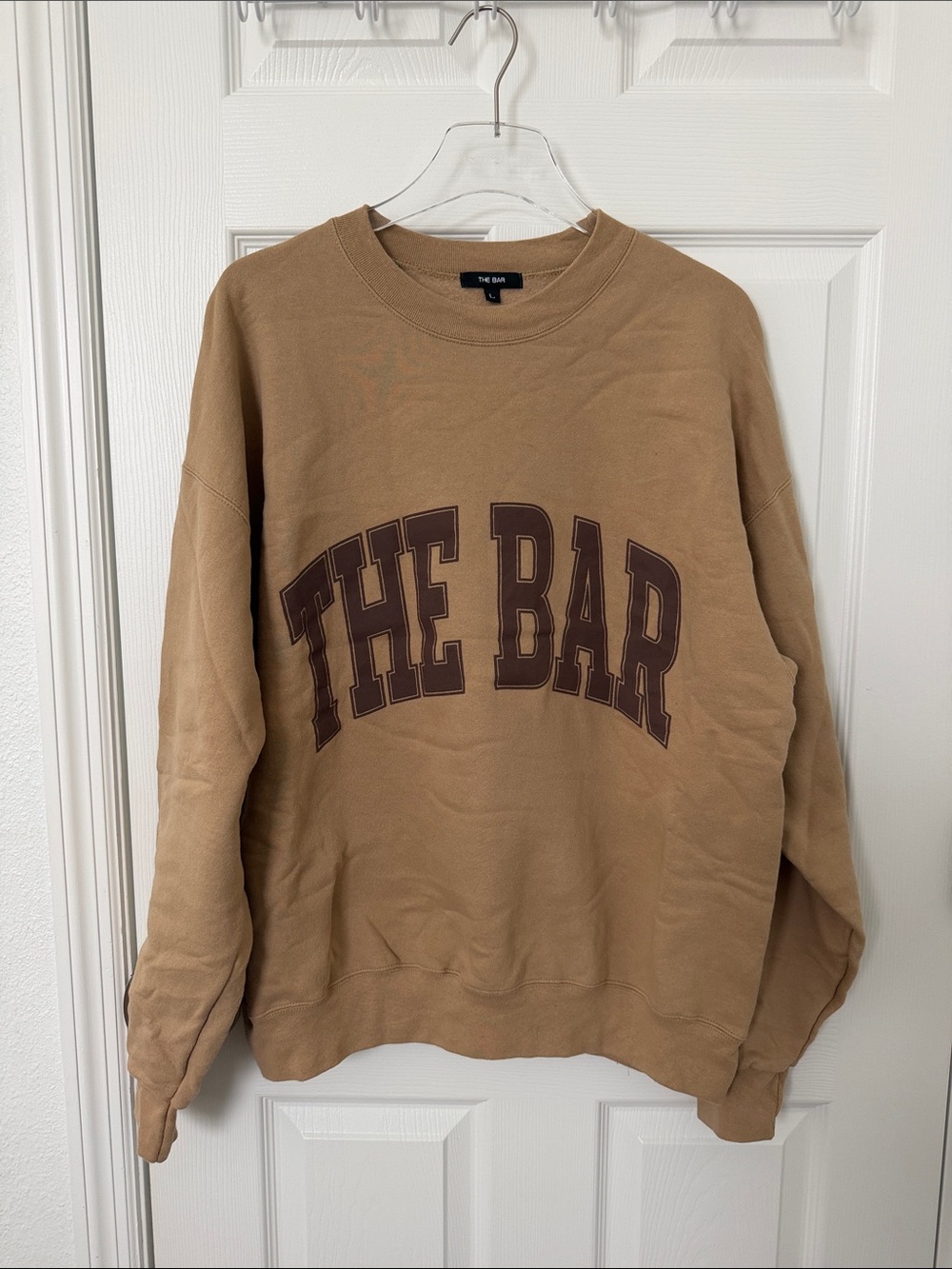 The Bar Tan Crewneck Sweatshirt with Brown Logo